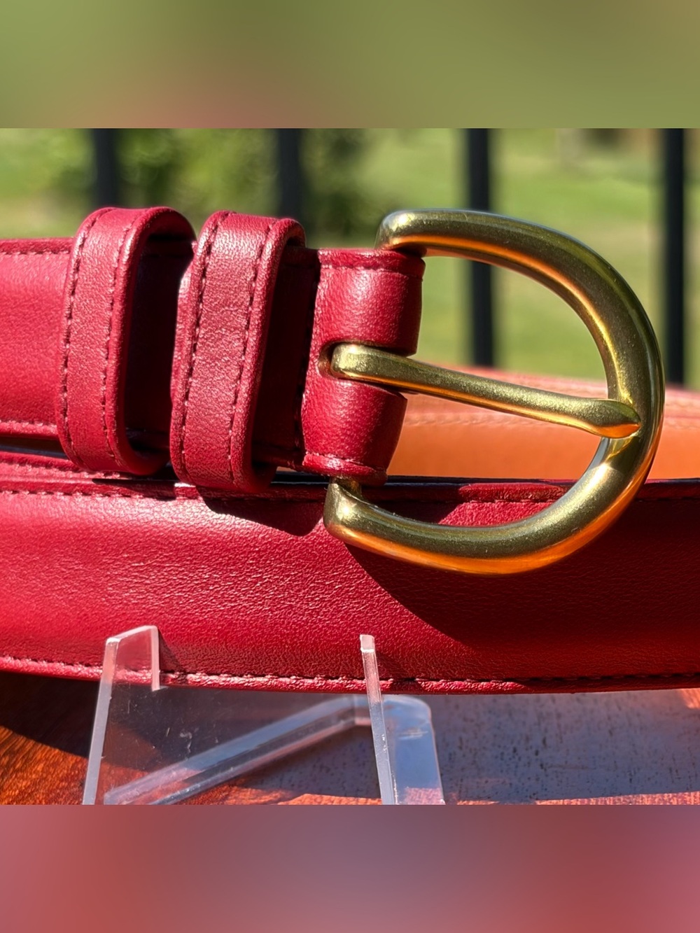 Vintage COACH Red Leather Belt Brass Buckle 8400 EUC - Picture 2 of 11